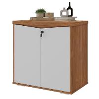 Balcão Para Escritório 2 Portas Com Chave Pequeno Freijó/branco - 1