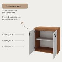 Balcão Para Escritório 2 Portas Com Chave Pequeno Freijó/branco - 6