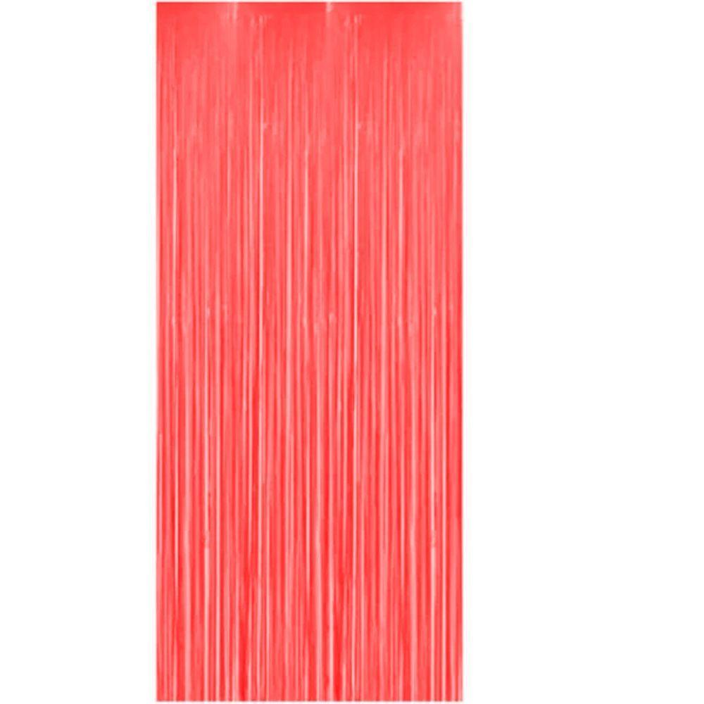 Cortina Fitas Metalizadas Vermelho Neon - 1x2 Metros - 1