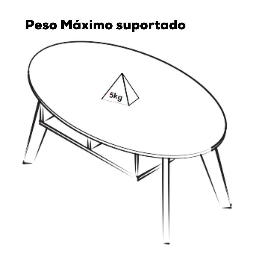 Mesa De Centro Tampo Oval 2 Nichos 100 Cm Pinho Preto Arly - 6