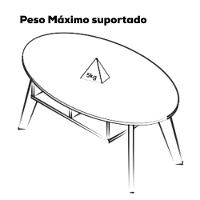 Mesa De Centro Tampo Oval 2 Nichos 100 Cm Off White Cedro Arly