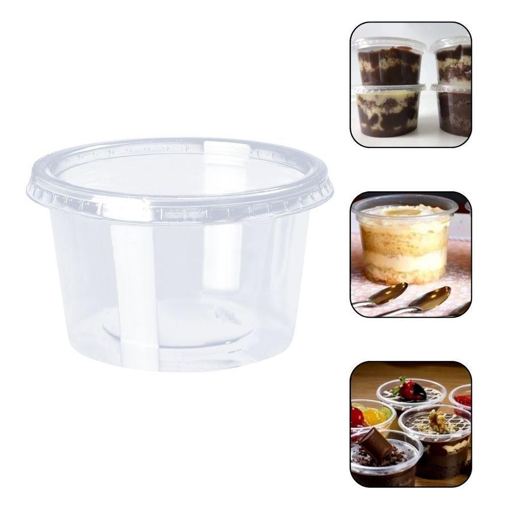 Kit Pote Tampa Plástico Transparente Pp 250ml - 25 Un - 2