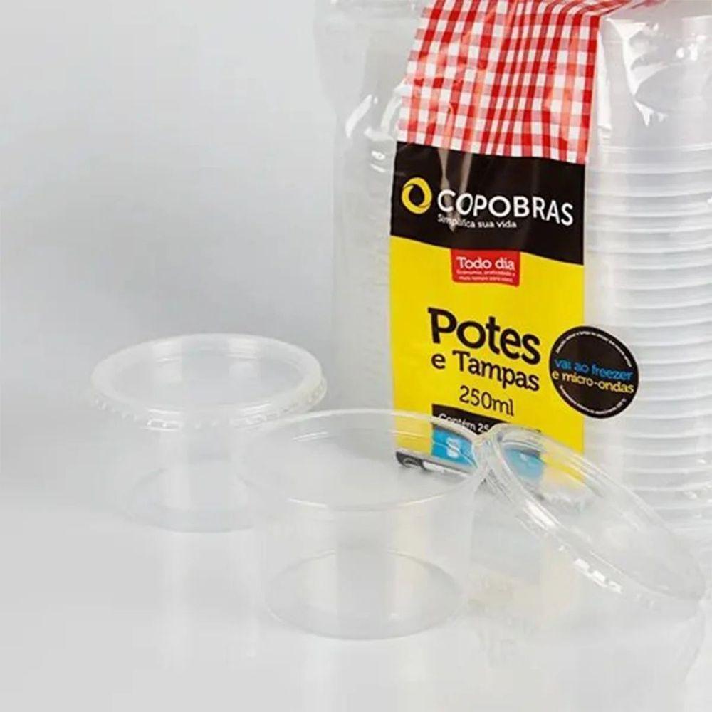 Kit Pote Tampa Plástico Transparente Pp 250ml - 25 Un - 4