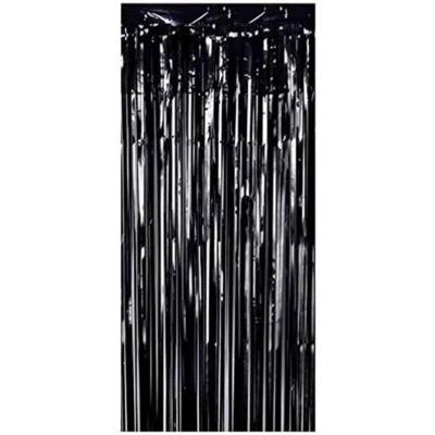 Cortina Fitas Metalizadas Preto Liso - 1x2 Metros