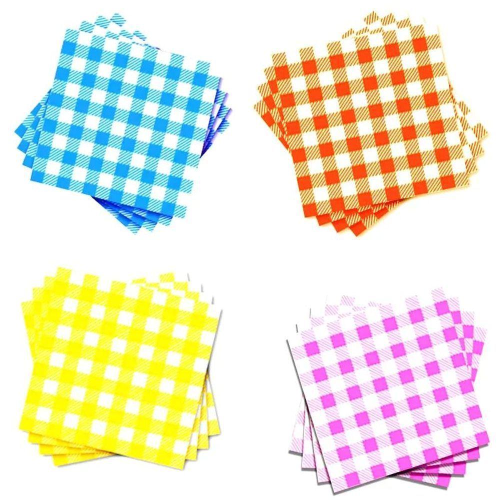 Guardanapo De Papel Xadrez Amarelo 20cm X 21cm - 50 Unidades - 2