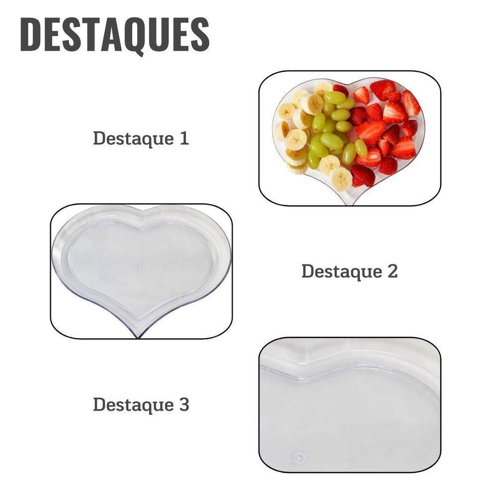 Bandeja De Acrílico Coração Transparente 23cm X 20cm X 1,5cm - 3