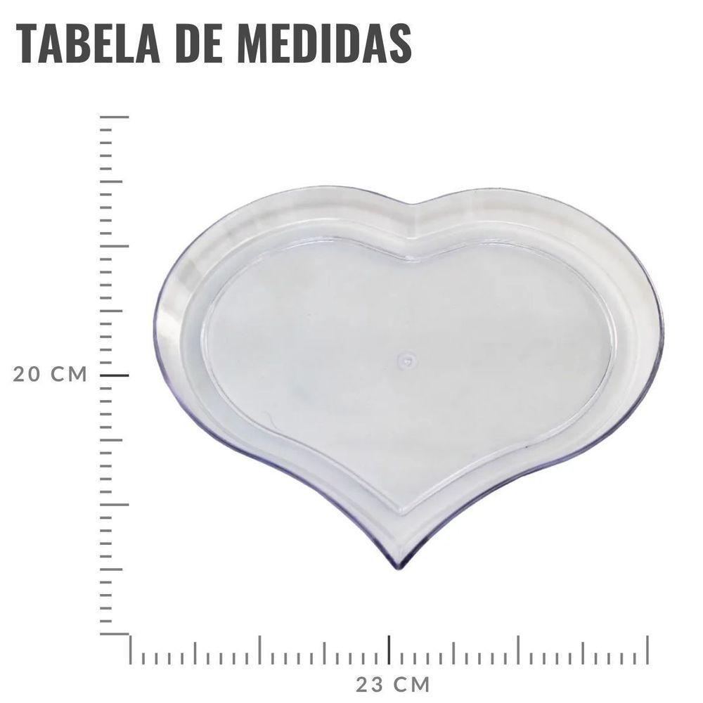 Bandeja De Acrílico Coração Transparente 23cm X 20cm X 1,5cm - 4