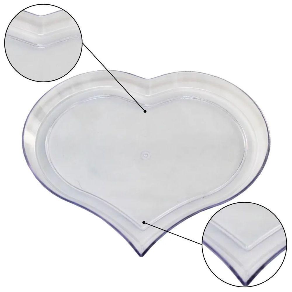 Bandeja De Acrílico Coração Transparente 23cm X 20cm X 1,5cm - 5