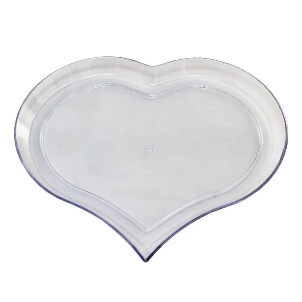 Bandeja De Acrílico Coração Transparente 23cm X 20cm X 1,5cm - 6