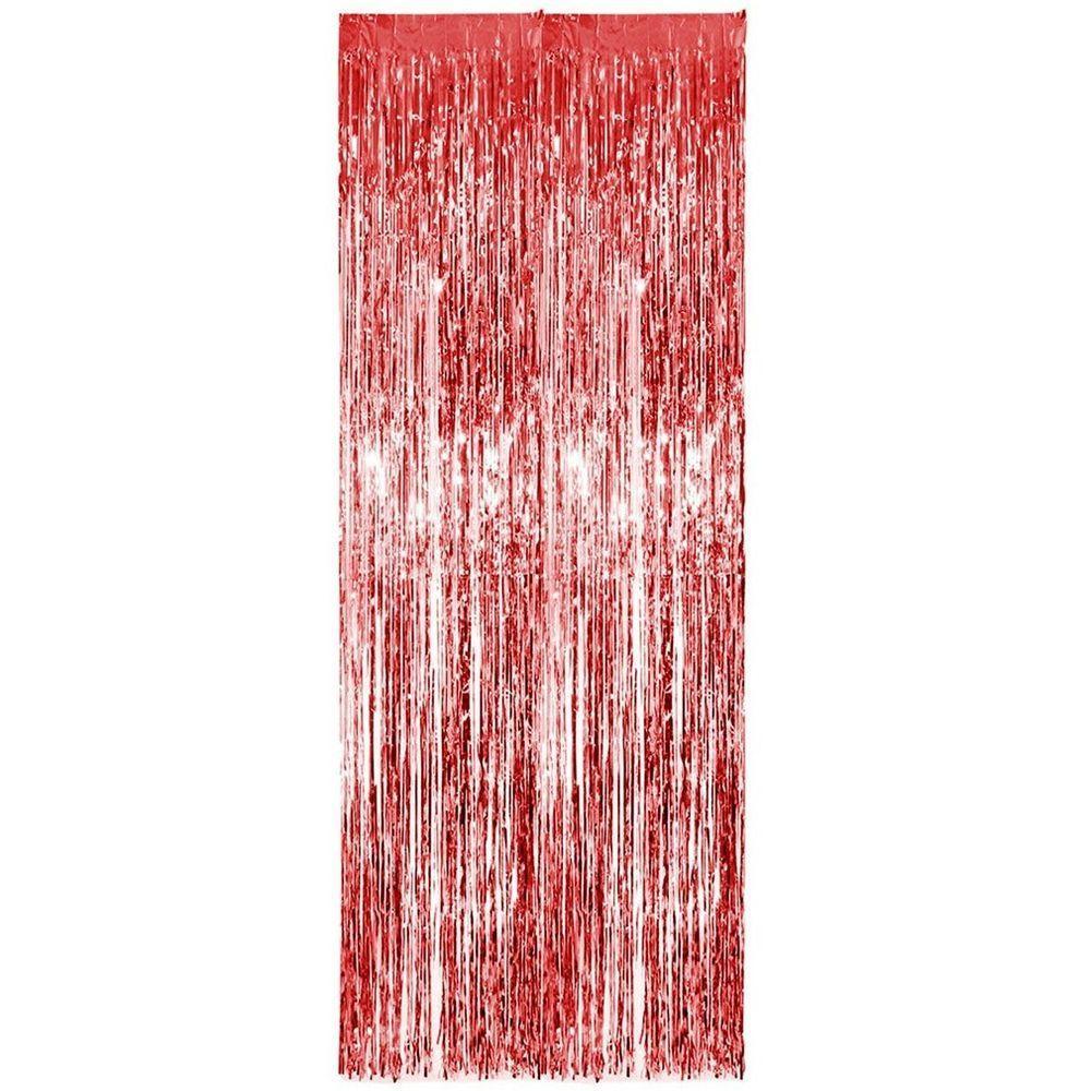 Cortina Fitas Metalizadas Vermelha - 1x2 Metros - 1