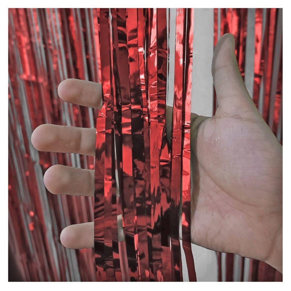 Cortina Fitas Metalizadas Vermelha - 1x2 Metros - 2