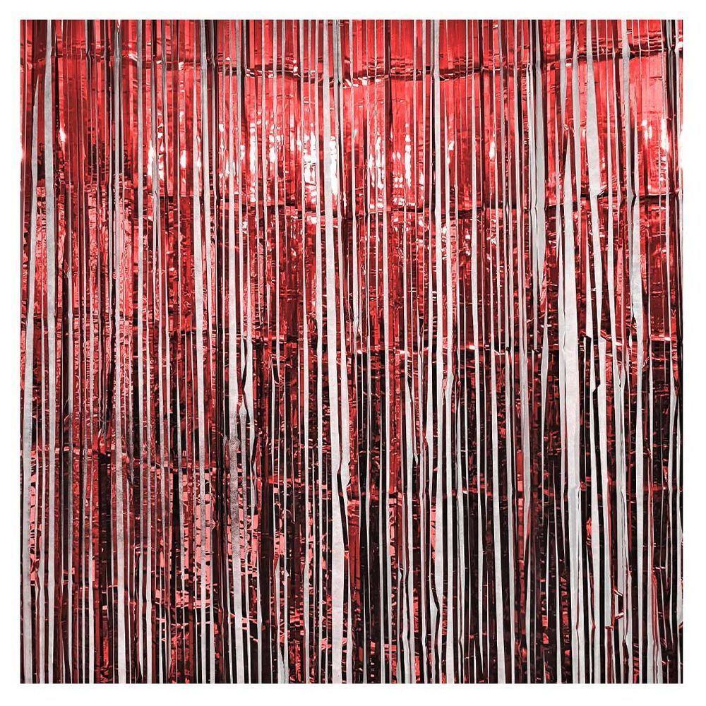 Cortina Fitas Metalizadas Vermelha - 1x2 Metros - 4