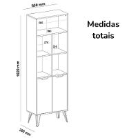 Estante 2 Portas 5 Nichos 182x60 Cm Carvalho Branco Grafite Arly - 2