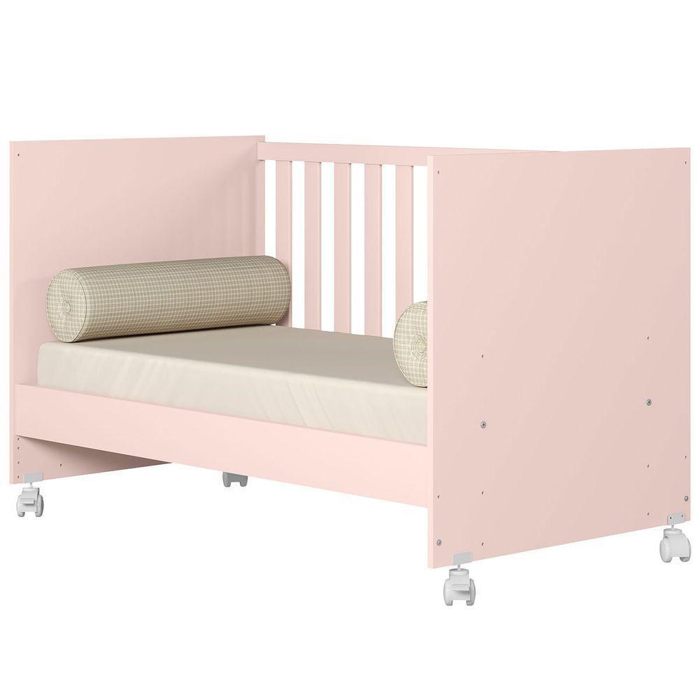 Berço Infantil Mini Cama Mdp Com Rodízios Doce Mel Rosa - 4