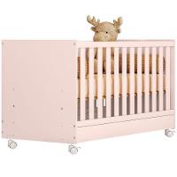 Berço Infantil Mini Cama Mdp Com Rodízios Doce Mel Rosa - 1