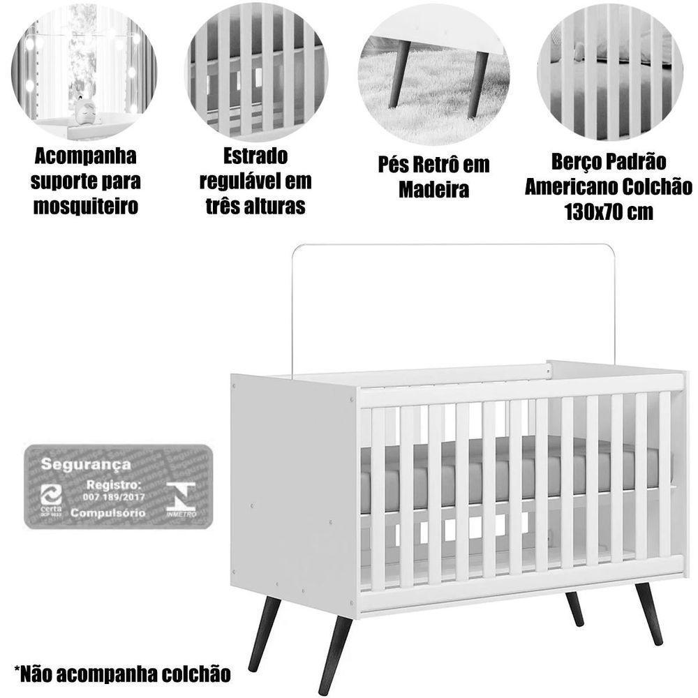 Berço Infantil Mini Cama Mdp/mdf Magia Freijó/branco Acetinado - 5