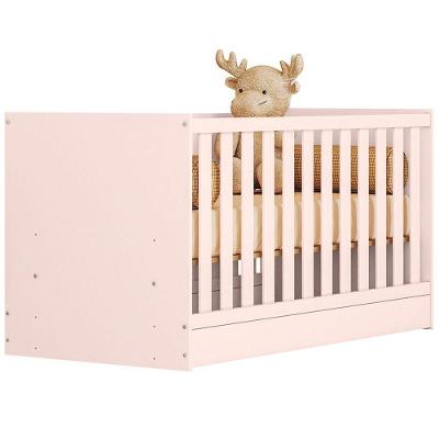 Berço Infantil Mini Cama Doce Mel com Grade de Proteção em MDP Rosa Brilhante
