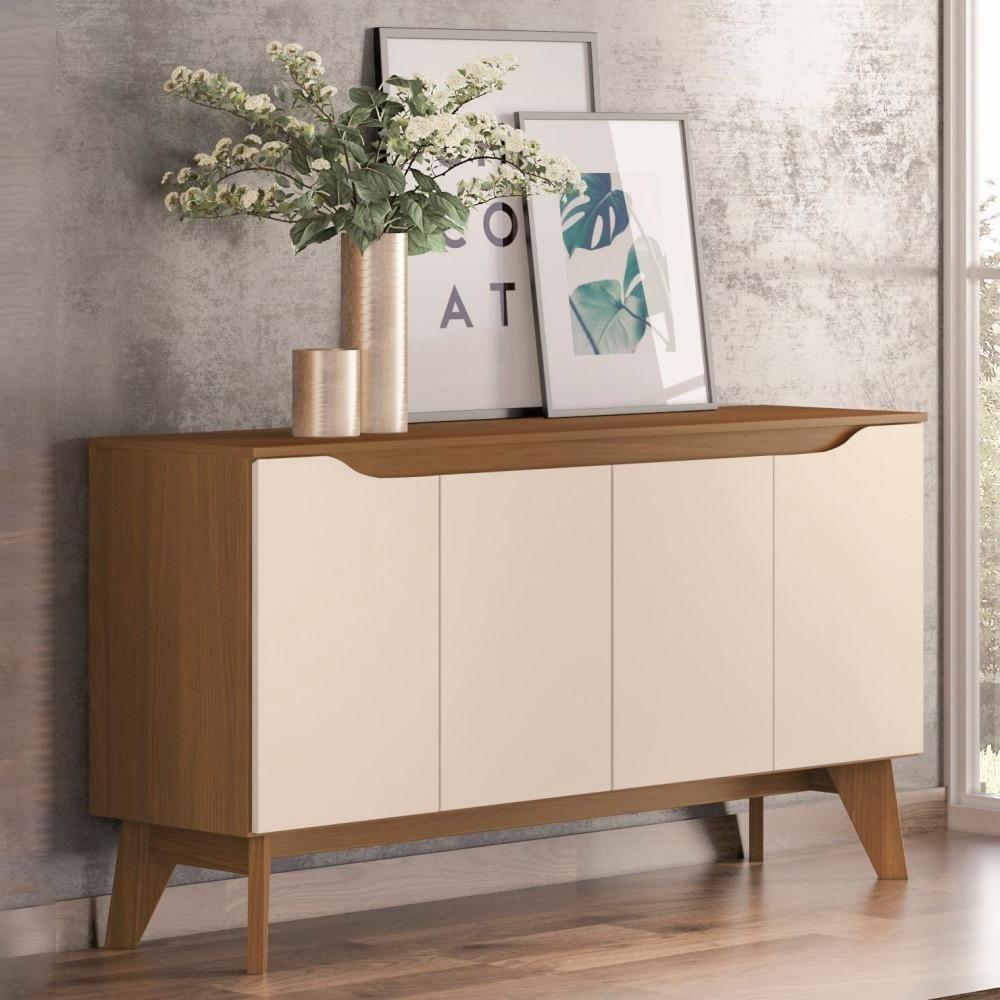 Balcao Buffet 4 Portas 150 Cm Quartzo Off White Nature Henn - 3