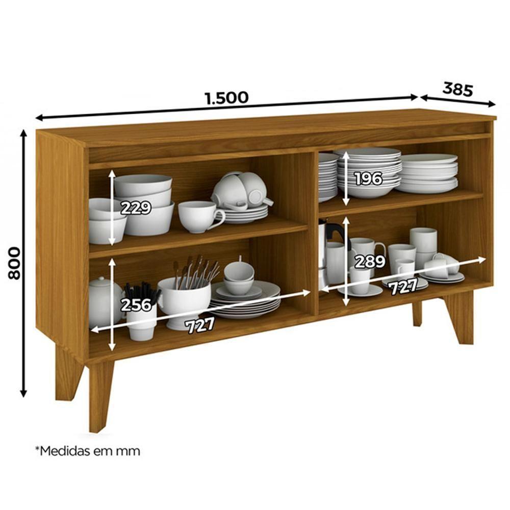 Balcao Buffet 4 Portas 150 Cm Quartzo Off White Nature Henn - 7