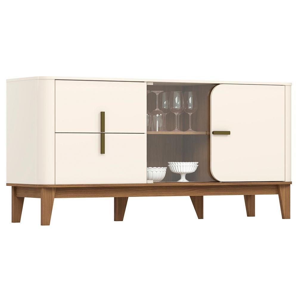 Balcao Buffet 2 Portas 2 Gavetas 165 Cm Rael Off White Nature Henn - 1