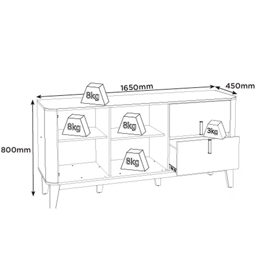 Balcao Buffet 2 Portas 2 Gavetas 165 Cm Rael Off White Nature Henn - 6