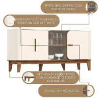 Balcao Buffet 2 Portas 2 Gavetas 165 Cm Rael Off White Nature Henn - 3