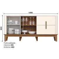 Balcao Buffet 2 Portas 2 Gavetas 165 Cm Rael Off White Nature Henn