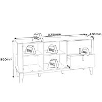 Balcao Buffet 2 Portas 2 Gavetas 165 Cm Rael Off White Nature Henn - 6