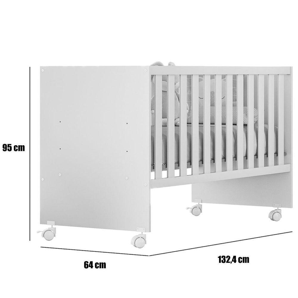 Berço Infantil Reto Com Rodizíos Mdp Doce Mel Carvalho/branco - 2