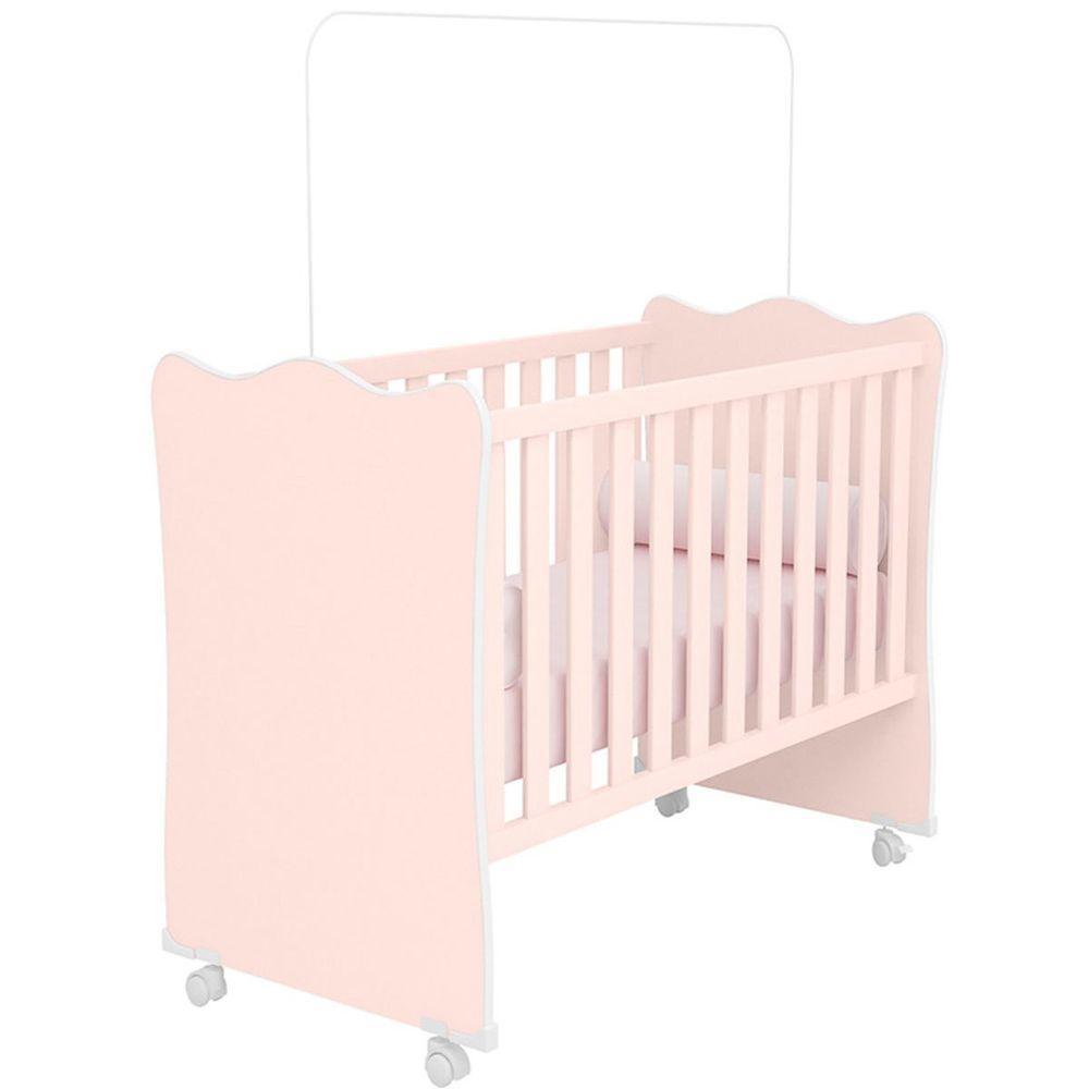 Berço Infantil Mdp Com Rodízios Doce Mel Rosa Acetinado - 1