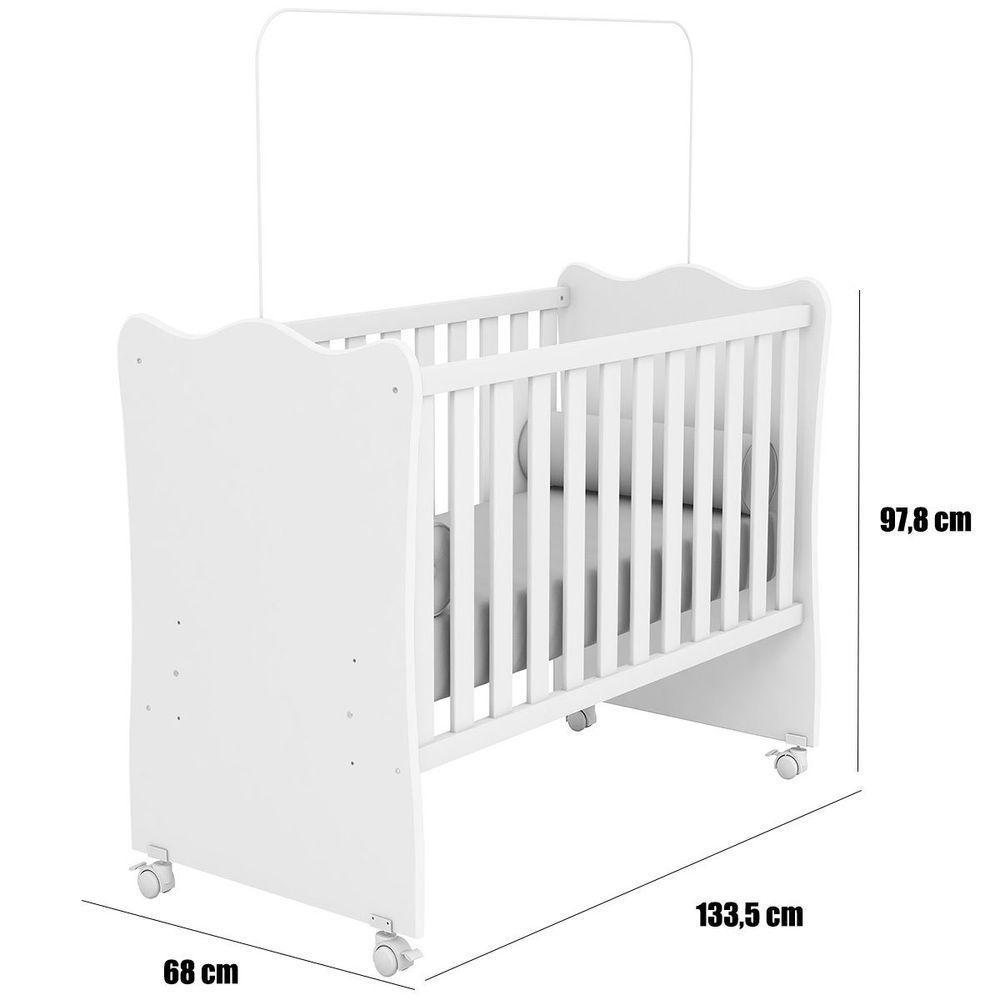 Berço Infantil Mdp Com Rodízios Doce Mel Rosa Acetinado - 2