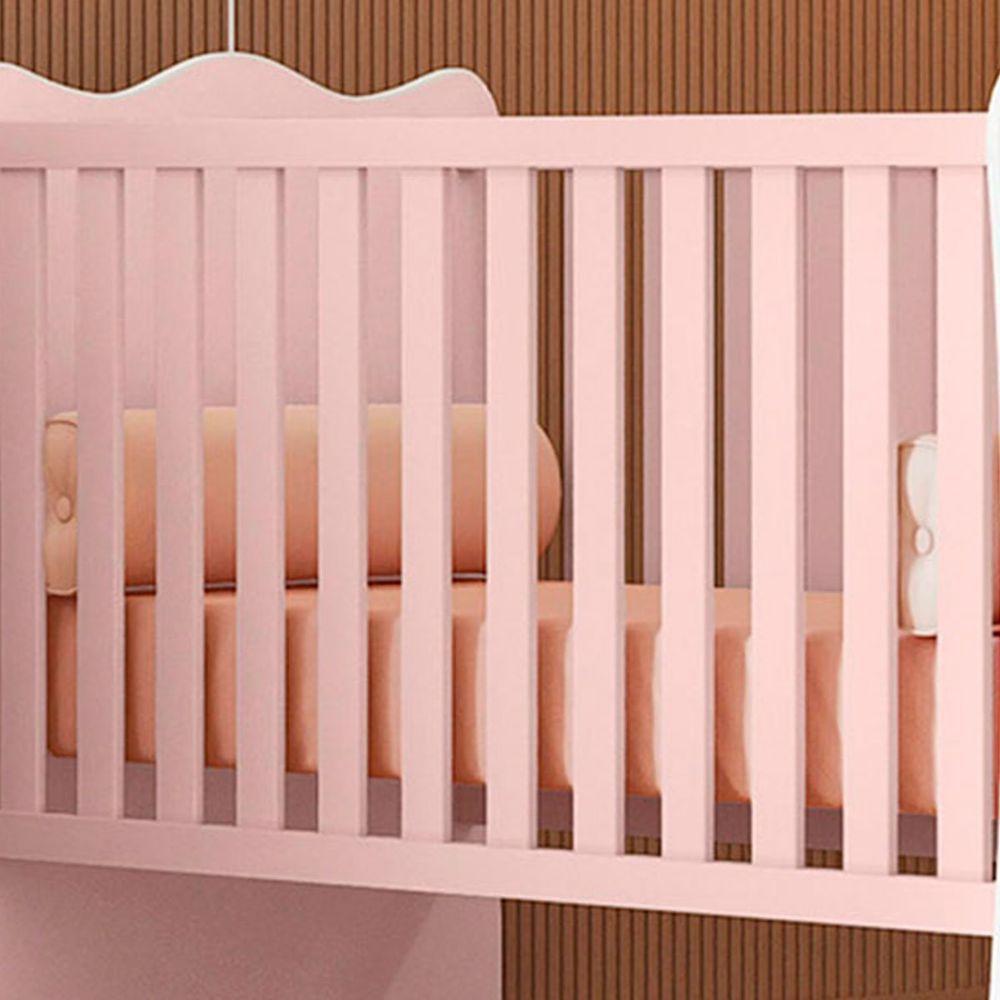 Berço Infantil Mdp Com Rodízios Doce Mel Rosa Acetinado - 4