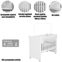 Berço Infantil Mdp Com Rodízios Doce Mel Rosa Acetinado - 3