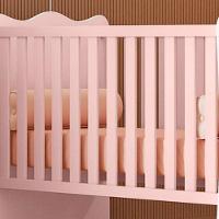 Berço Infantil Mdp Com Rodízios Doce Mel Rosa Acetinado