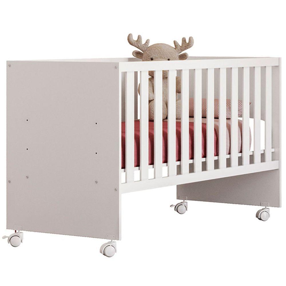 Berço Infantil Reto Com Rodizíos Mdp Doce Mel Branco - 1