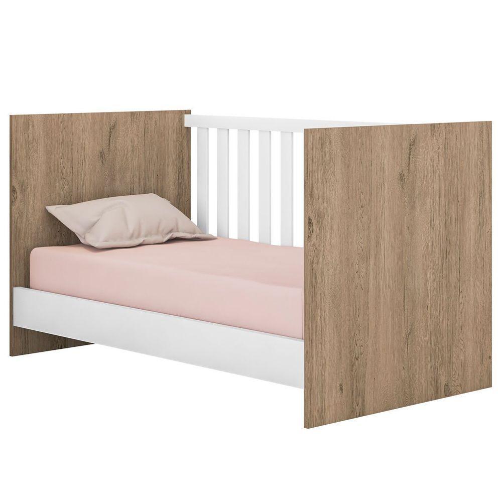 Berço Infantil Mini Cama Mdp Doce Mel Carvalho/branco - 3