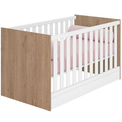 Berço Infantil Mini Cama Doce Mel em MDP Branco e Carvalho para Colchão 70cm X 130cm