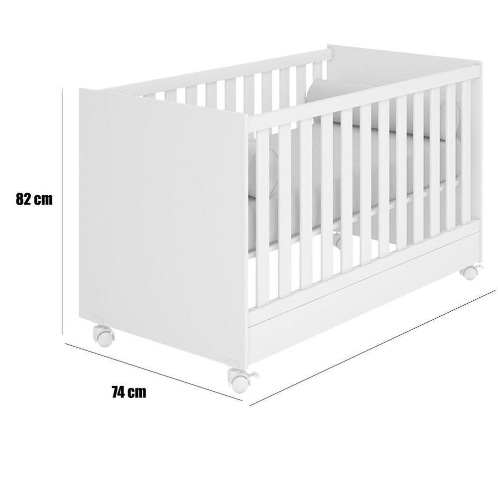 Berço Infantil Mini Cama Mdp Com Rodízios Doce Mel Carvalho/branco - 4