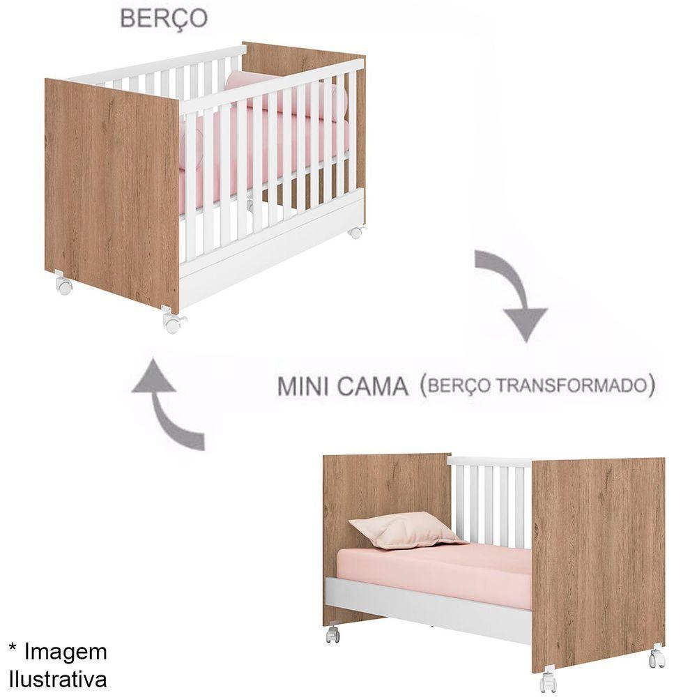 Berço Infantil Mini Cama Mdp Com Rodízios Doce Mel Carvalho/branco - 6