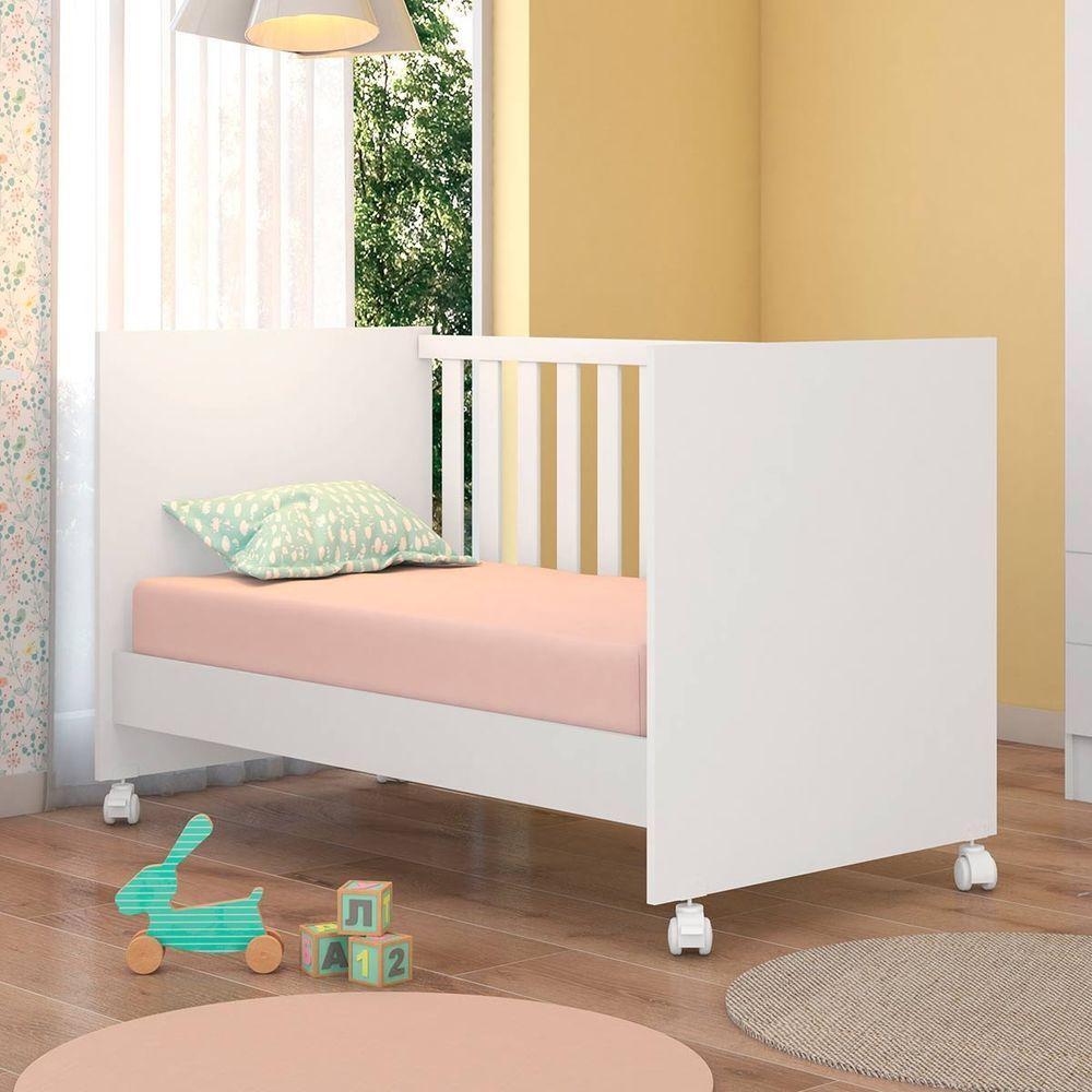 Berço Infantil Mini Cama Mdp Com Rodízios Doce Mel Branco - 7