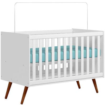 Berço Infantil Mini Cama Magia em MDF Branco Brilhante com Grade de Proteção