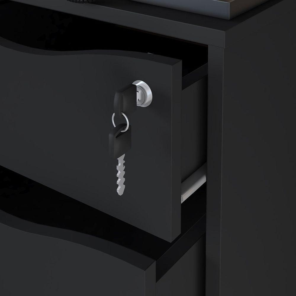 Gaveteiro 4 Gavetas Com Chave E Rodízios Pit Preto - 5