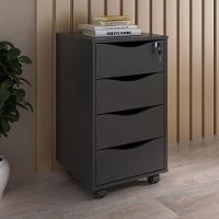 Gaveteiro 4 Gavetas Com Chave E Rodízios Pit Preto - 6