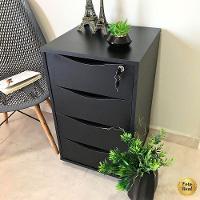 Gaveteiro 4 Gavetas Com Chave E Rodízios Pit Preto - 7