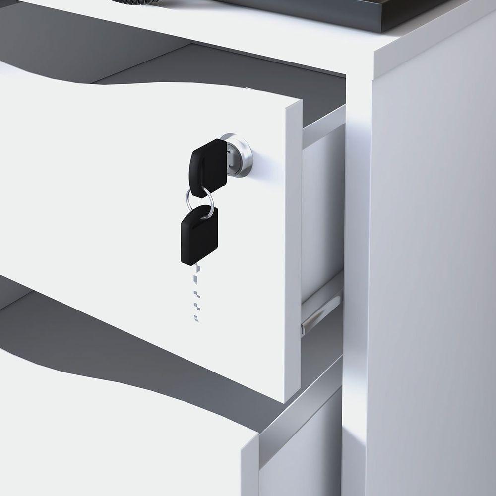 Gaveteiro 4 Gavetas Com Chave E Rodízios Pit Branco - 1