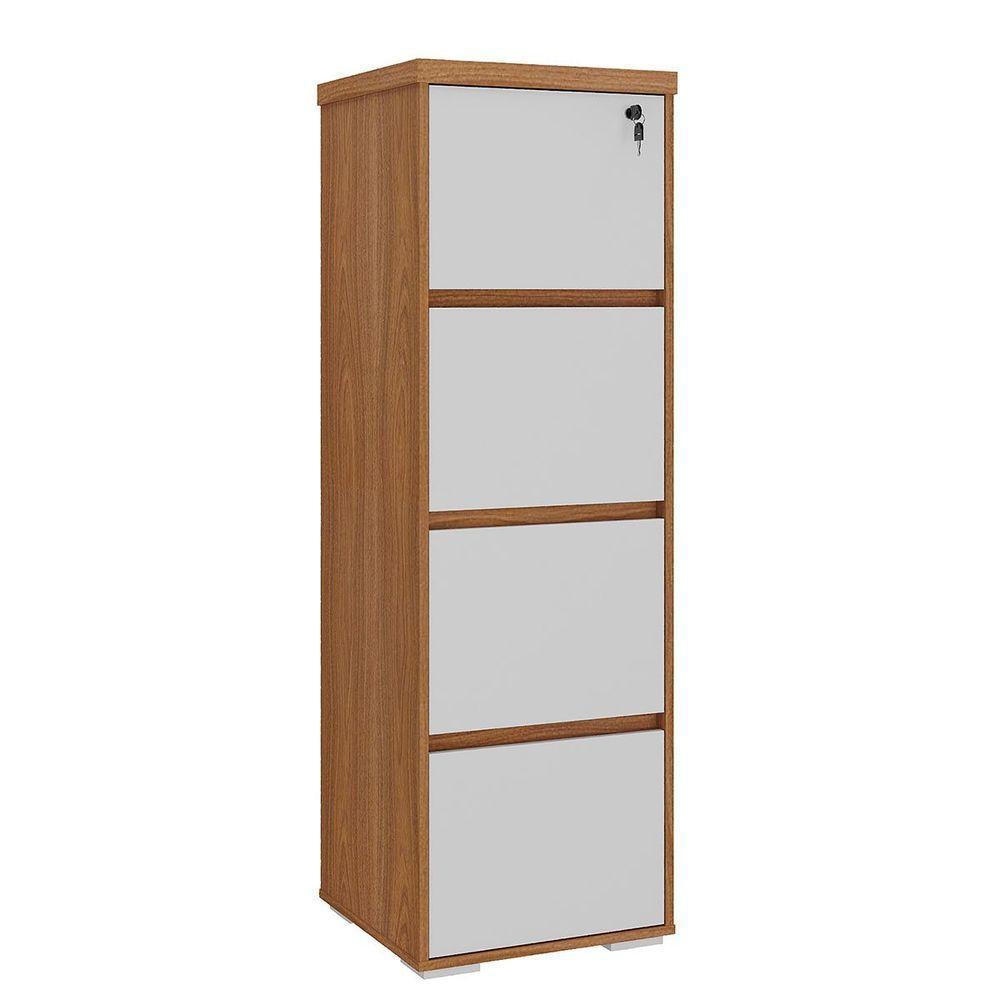Armário Para Escritório Com 4 Gavetas E Chave Arquivo Freijó/branco - 1