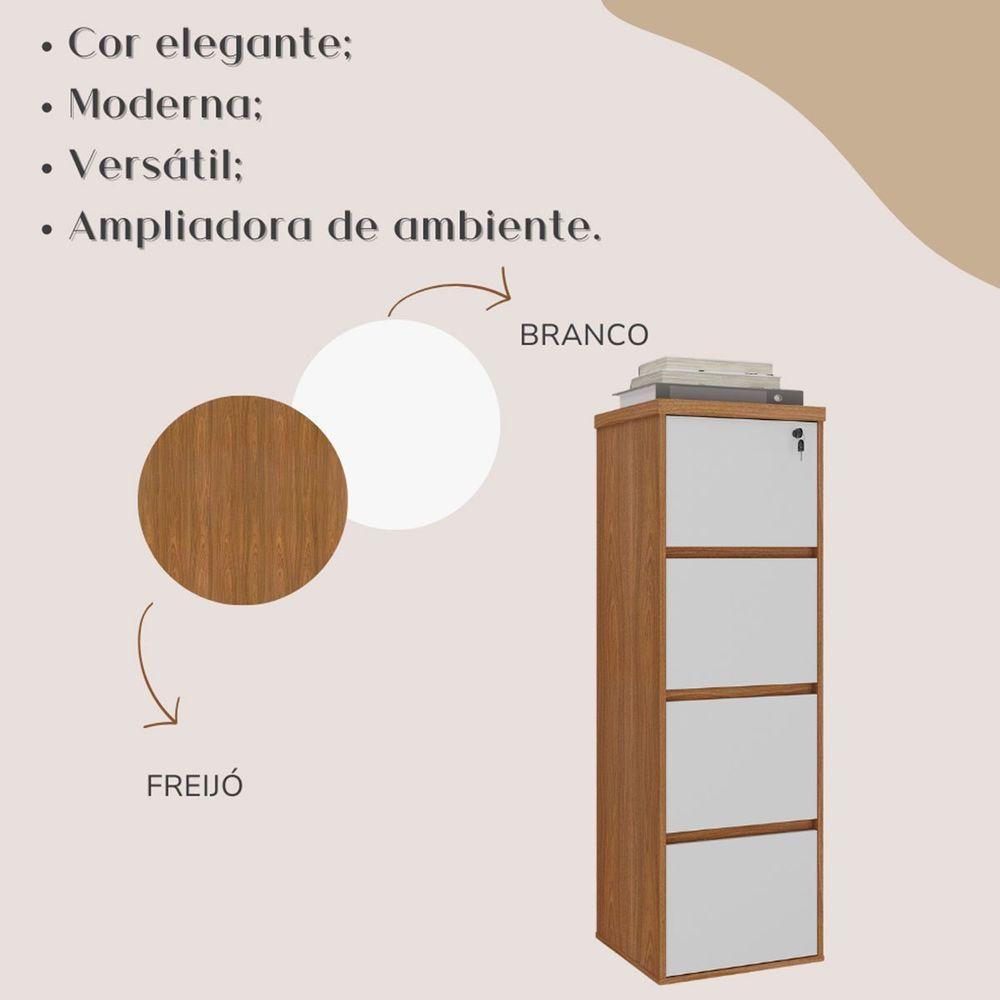 Armário Para Escritório Com 4 Gavetas E Chave Arquivo Freijó/branco - 7