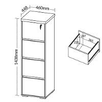 Armário Para Escritório Com 4 Gavetas E Chave Arquivo Freijó/branco - 3