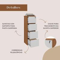 Armário Para Escritório Com 4 Gavetas E Chave Arquivo Freijó/branco