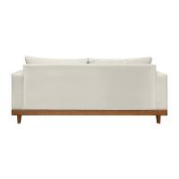 Kit 2 Poltronas Living + Sofá 3 Lugares Base Madeira Suede Bege - 5